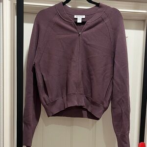 Plum zip up athletic sweater